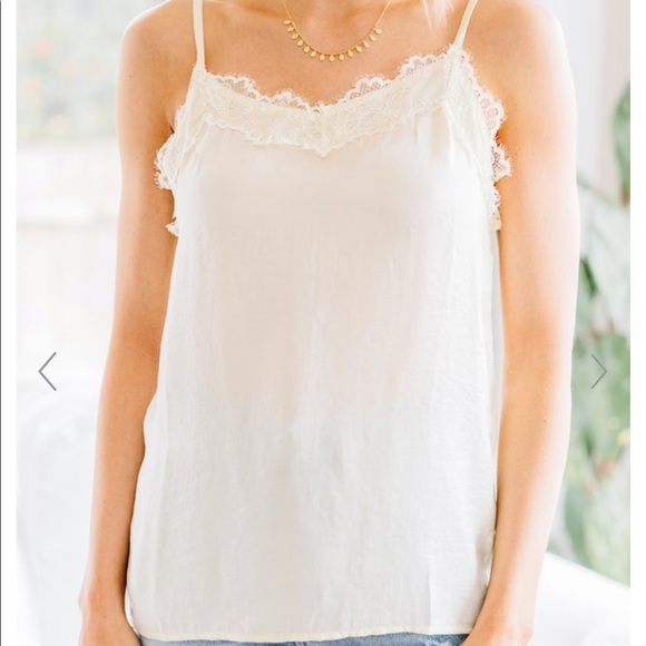 Accept The Truth Ivory White Lace Trim Tank - Picture 3 of 4